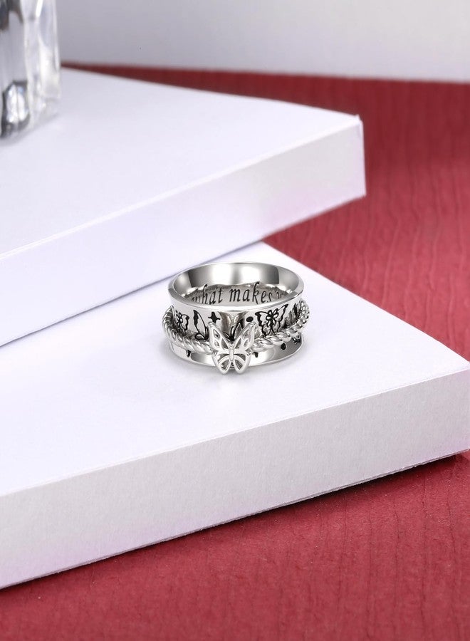Sariel Butterfly Dragonfly Fidget Ring 925 Sterling Silver Anxiety Spinner Rings Relief Stress for Women Daughter Mom (Butterfly, 7) - Image 3